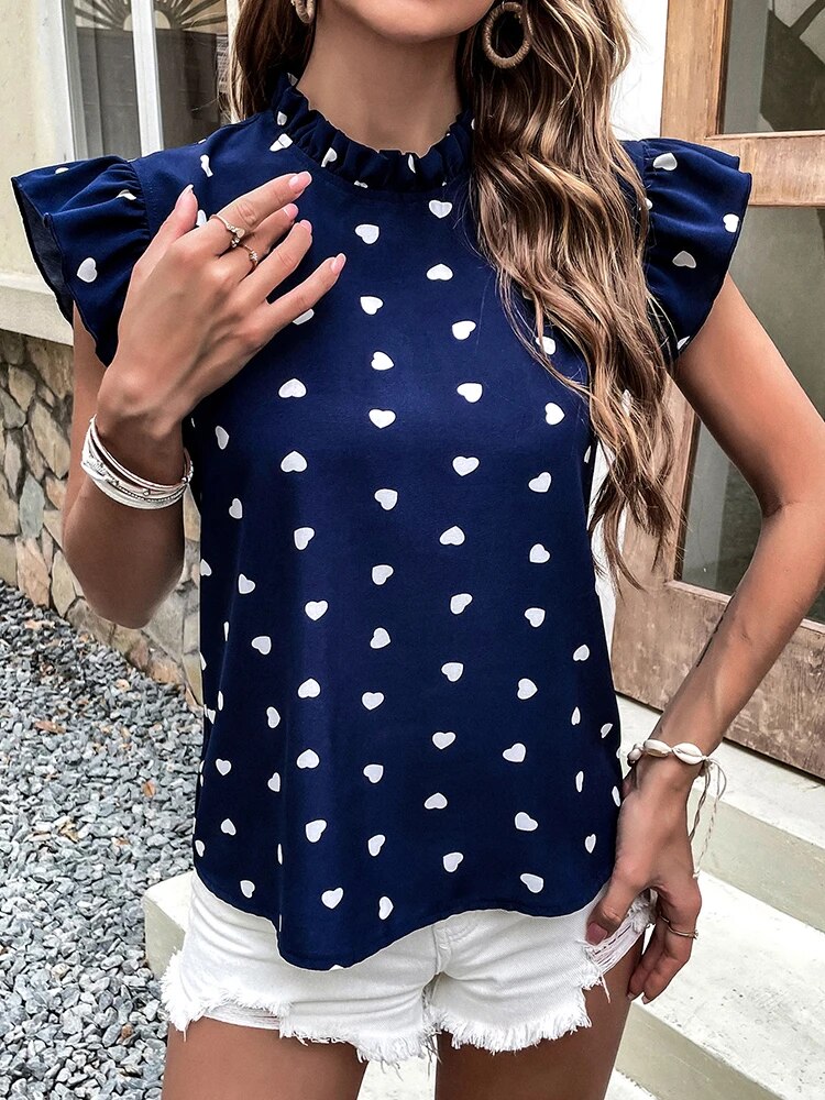 Elegante Bluse Mit Herzmuster