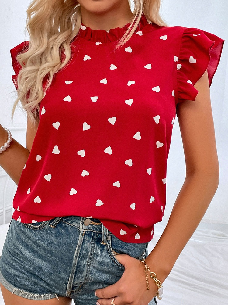 Elegante Bluse Mit Herzmuster