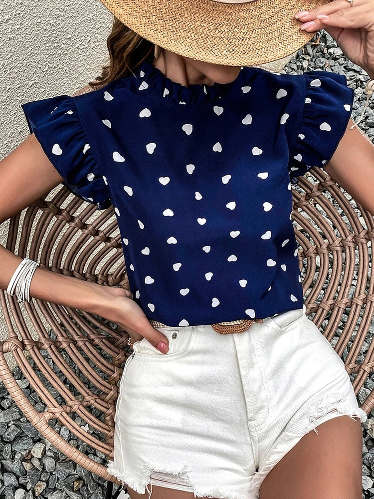 Elegante Bluse Mit Herzmuster