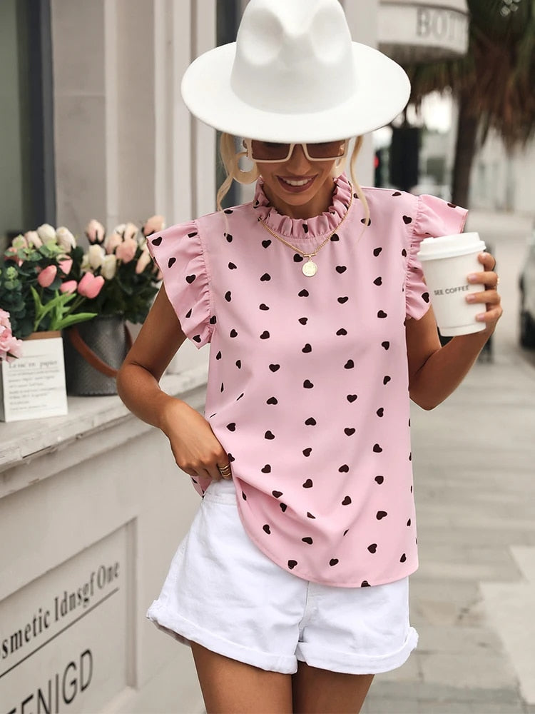 Elegante Bluse Mit Herzmuster