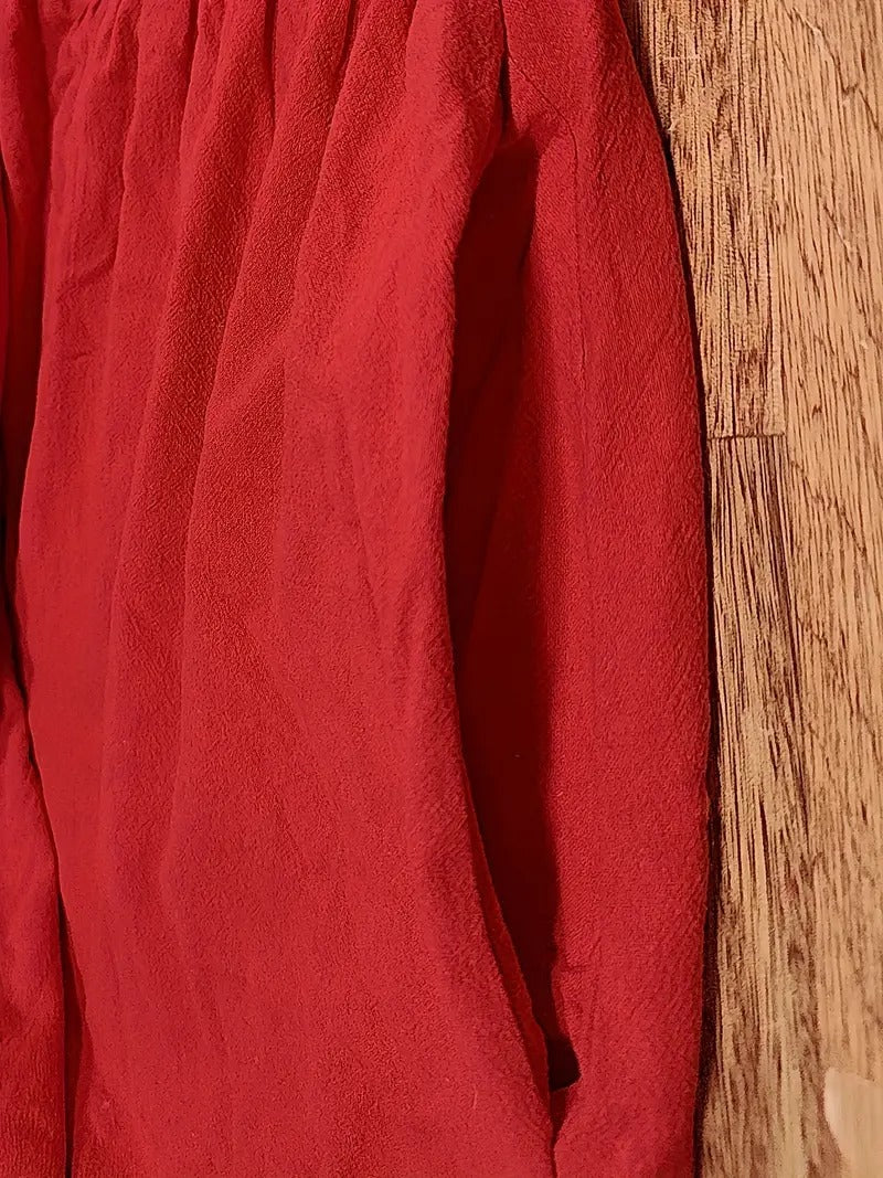 Kurzärmliges Midikleid Mit Taschen