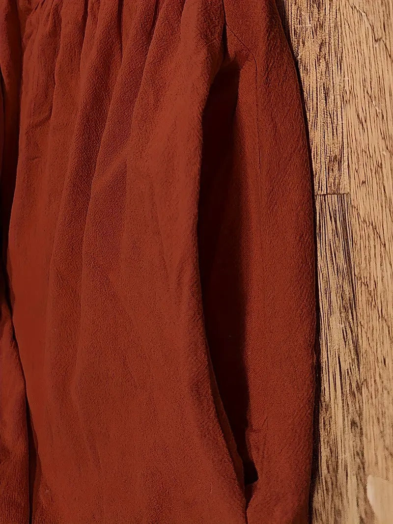 Kurzärmliges Midikleid Mit Taschen