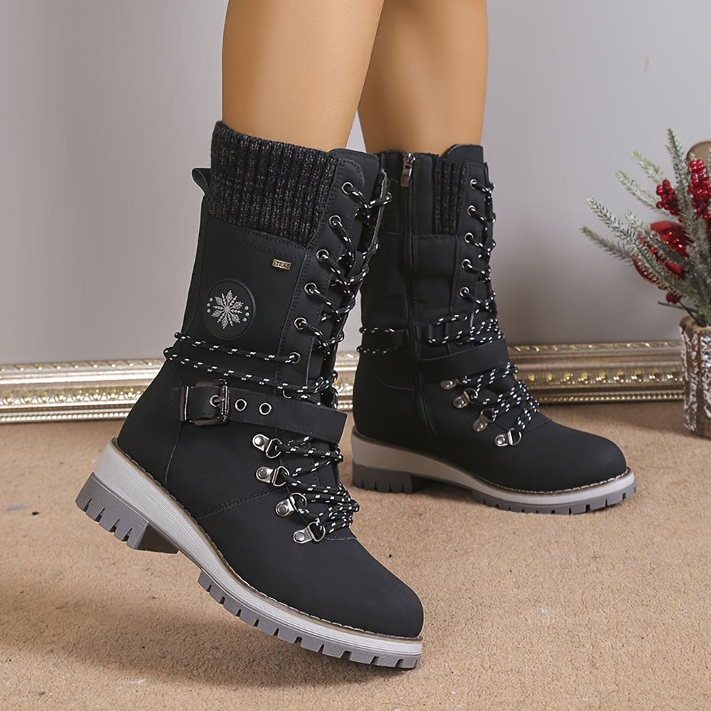 Stilvolle Thermostiefel Mit Strickdetails