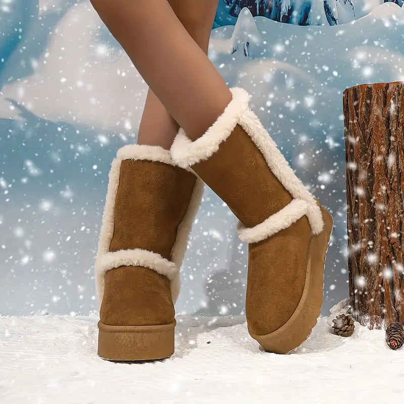 Stilvolles Design Winterstiefel Für Damen Mit Hoher Sohle