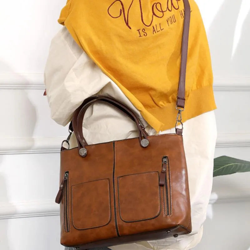 Vintage Leder Damen Umhängetasche