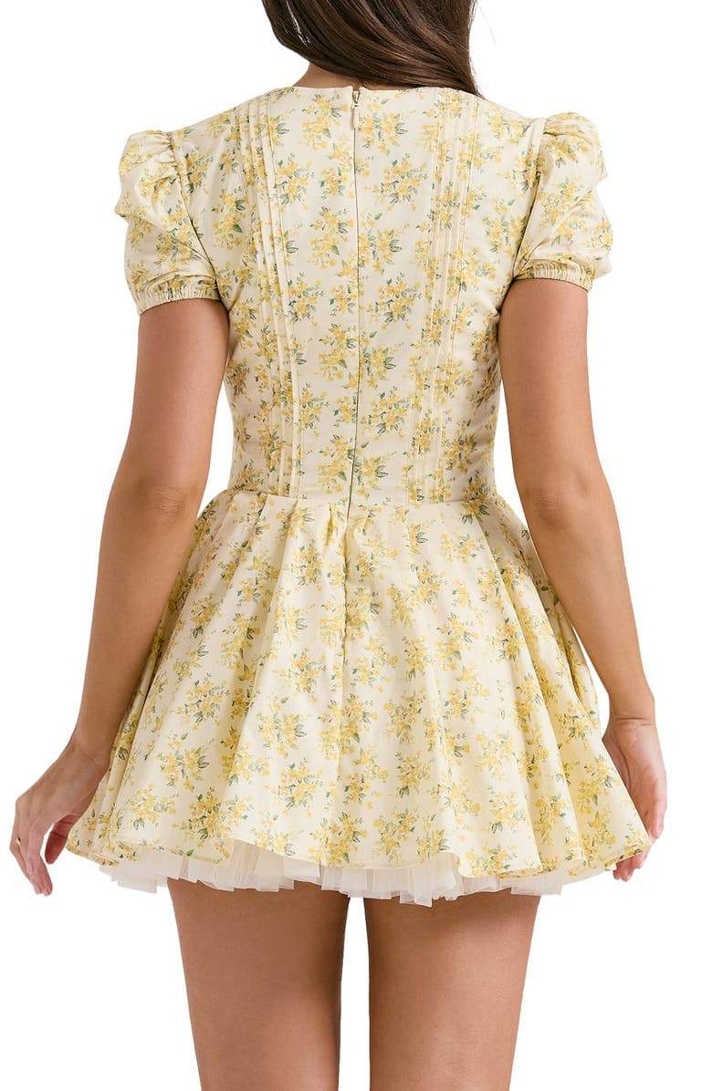 Minikleid Mit Blumenmuster Und Puffärmeln