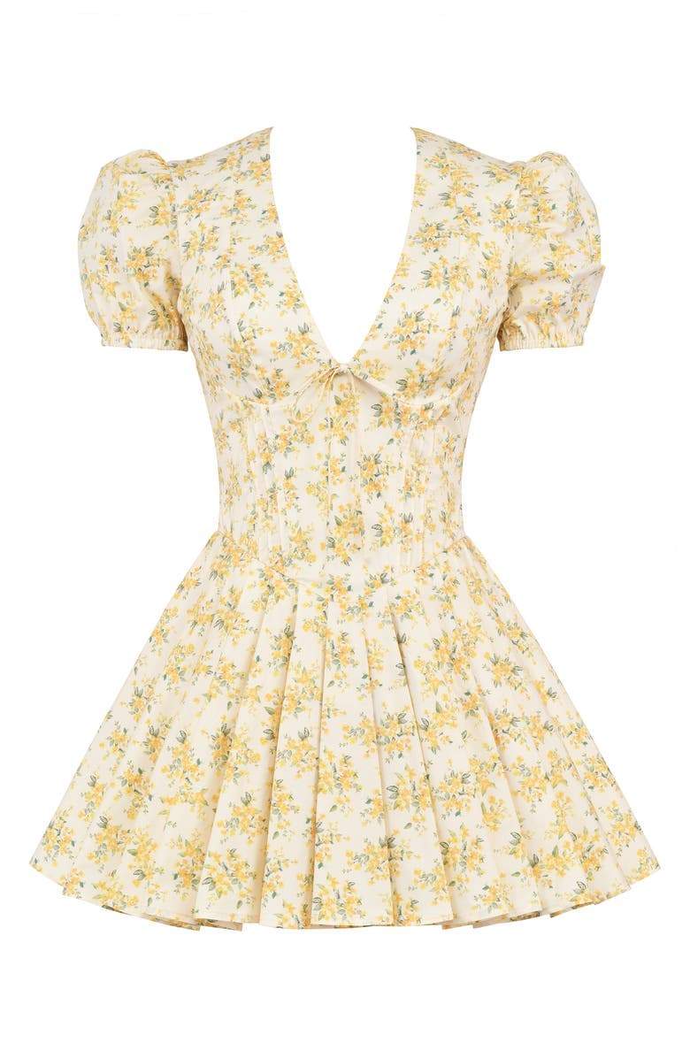 Minikleid Mit Blumenmuster Und Puffärmeln