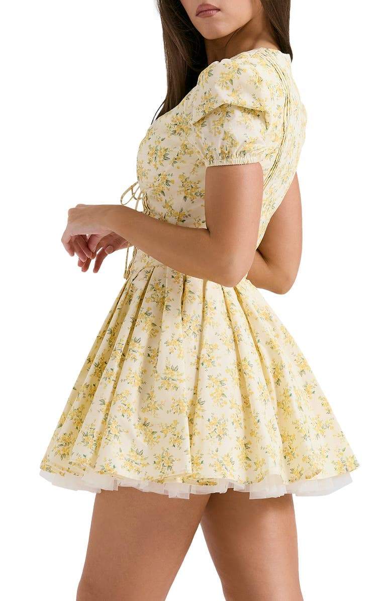 Minikleid Mit Blumenmuster Und Puffärmeln