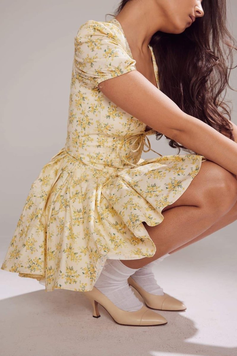 Minikleid Mit Blumenmuster Und Puffärmeln
