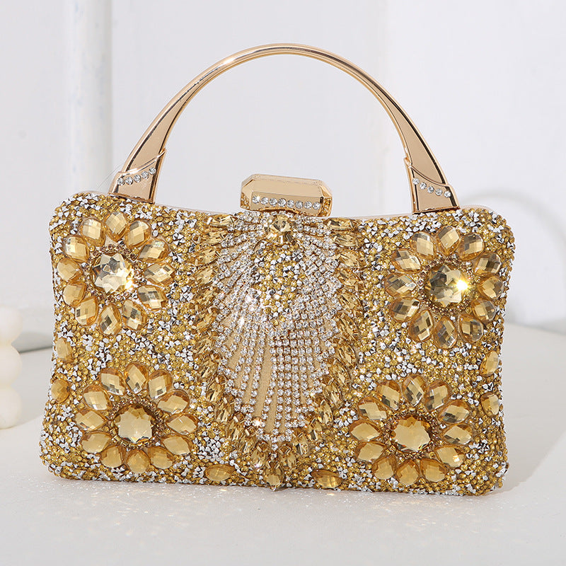 Handgefertigte Abendtasche Mit Diamant-Detail İn Metallic