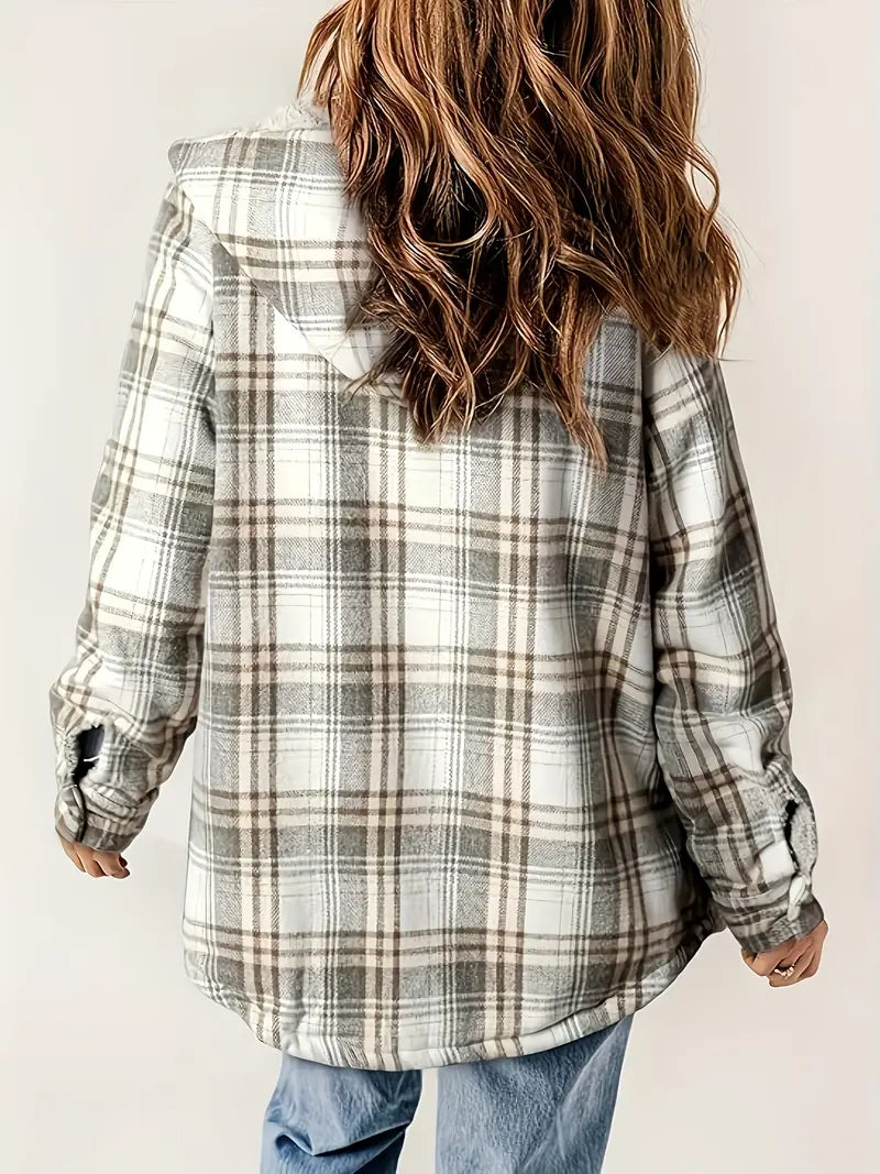 Karierte Jacke Mit Kapuze Und Reißverschluss
