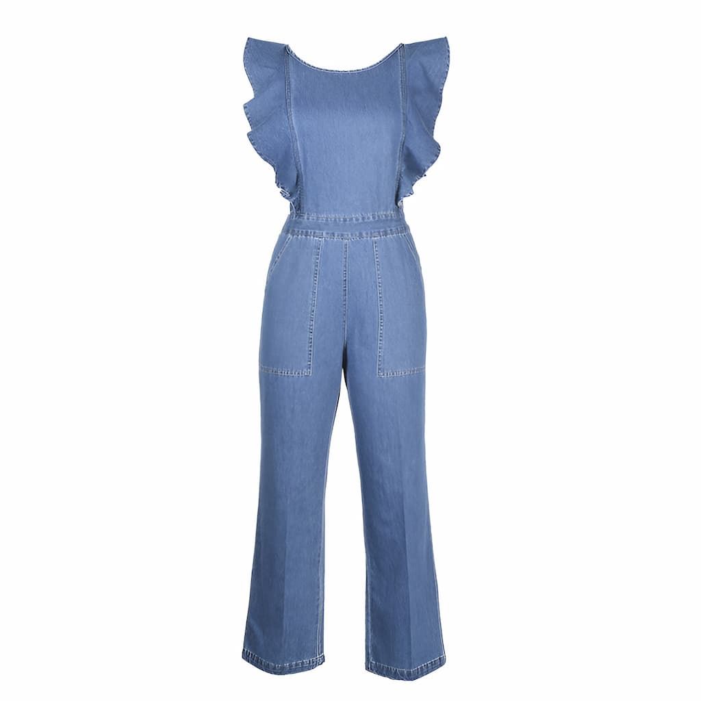 Jeans-Overall Mit Offenem Rückendetail