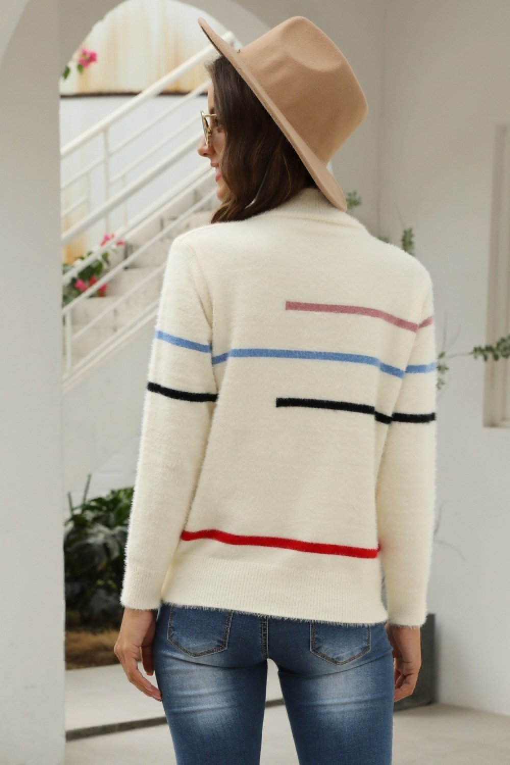 Polyesterpullover Mit Streifendetail