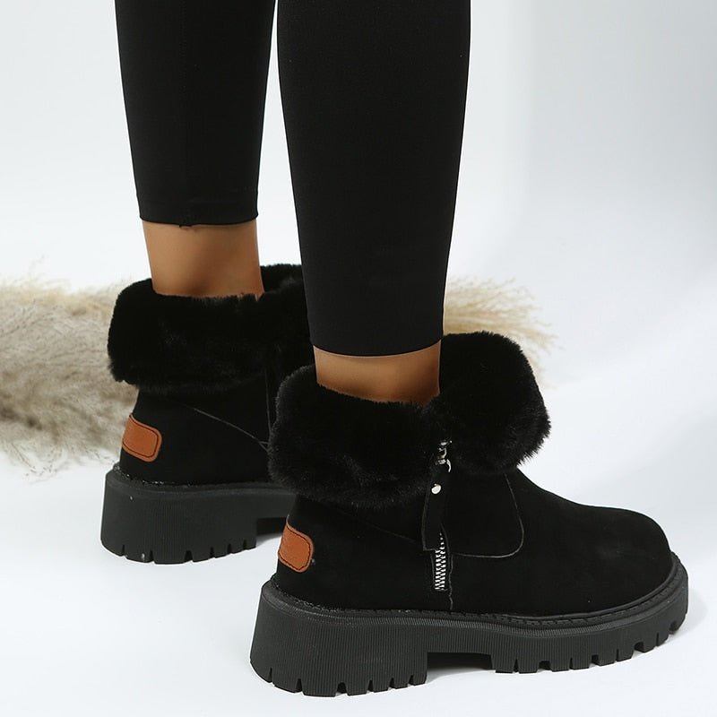 Elegante Winterstiefel Mit Futter Und Reißverschluss-Detail
