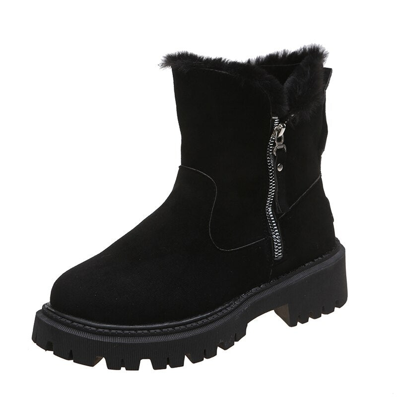 Elegante Winterstiefel Mit Futter Und Reißverschluss-Detail