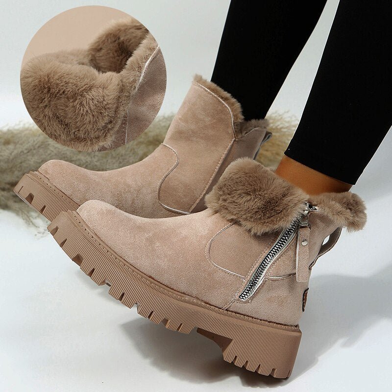 Elegante Winterstiefel Mit Futter Und Reißverschluss-Detail