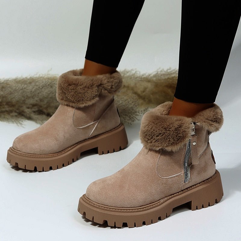 Elegante Winterstiefel Mit Futter Und Reißverschluss-Detail