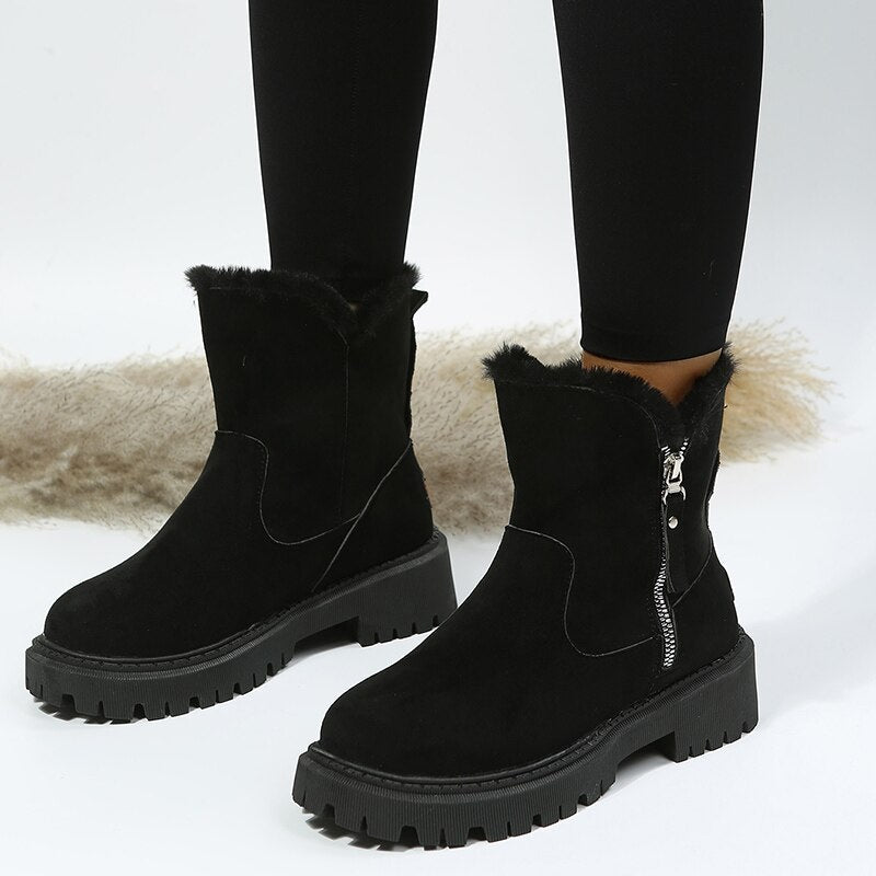 Elegante Winterstiefel Mit Futter Und Reißverschluss-Detail