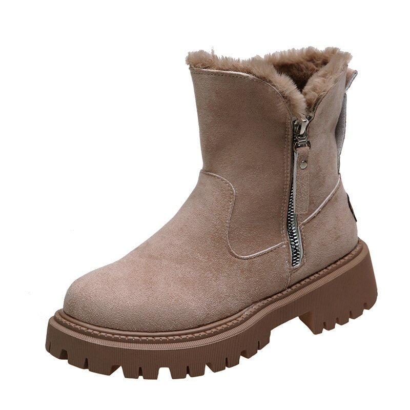 Elegante Winterstiefel Mit Futter Und Reißverschluss-Detail
