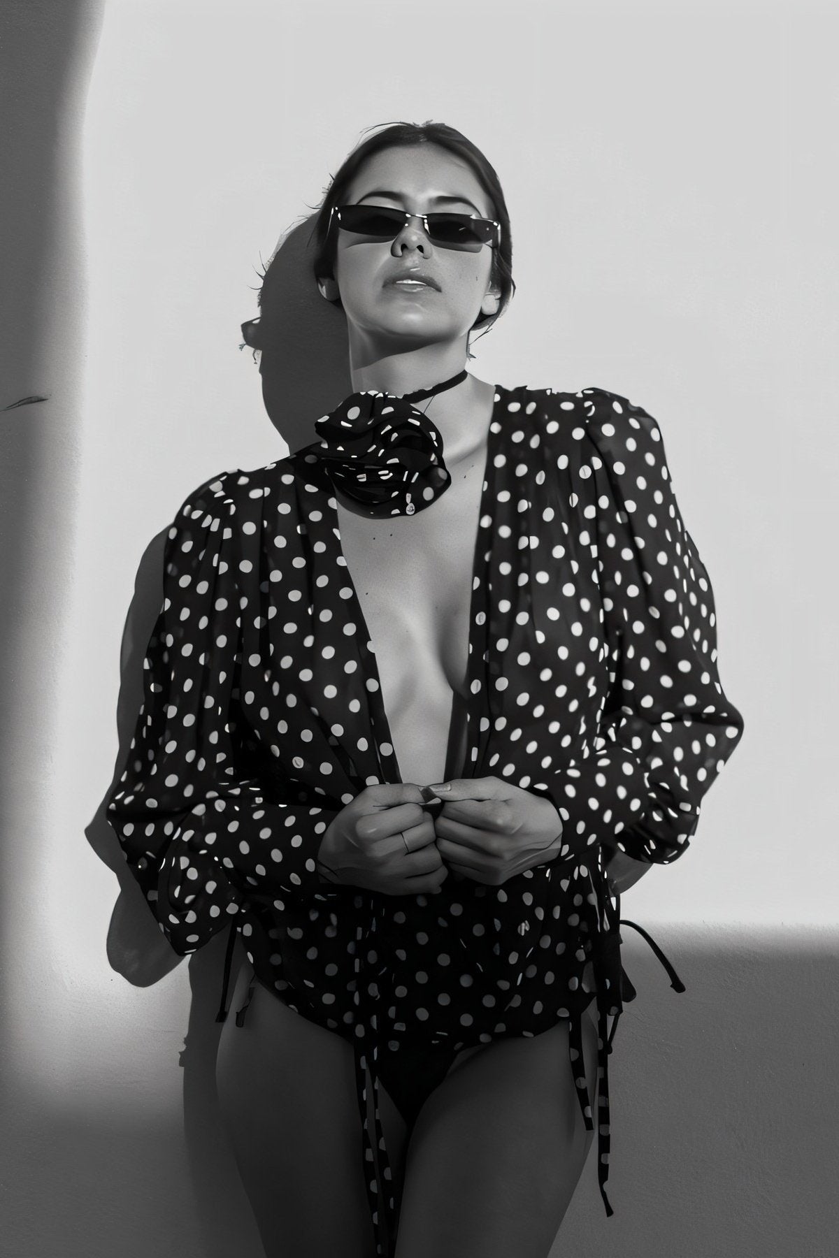 Langarmbluse Mit Polka Dot-Muster