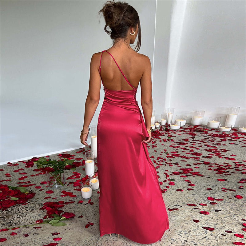 Maxikleid Mit Spitze Und One-Shoulder-Träger