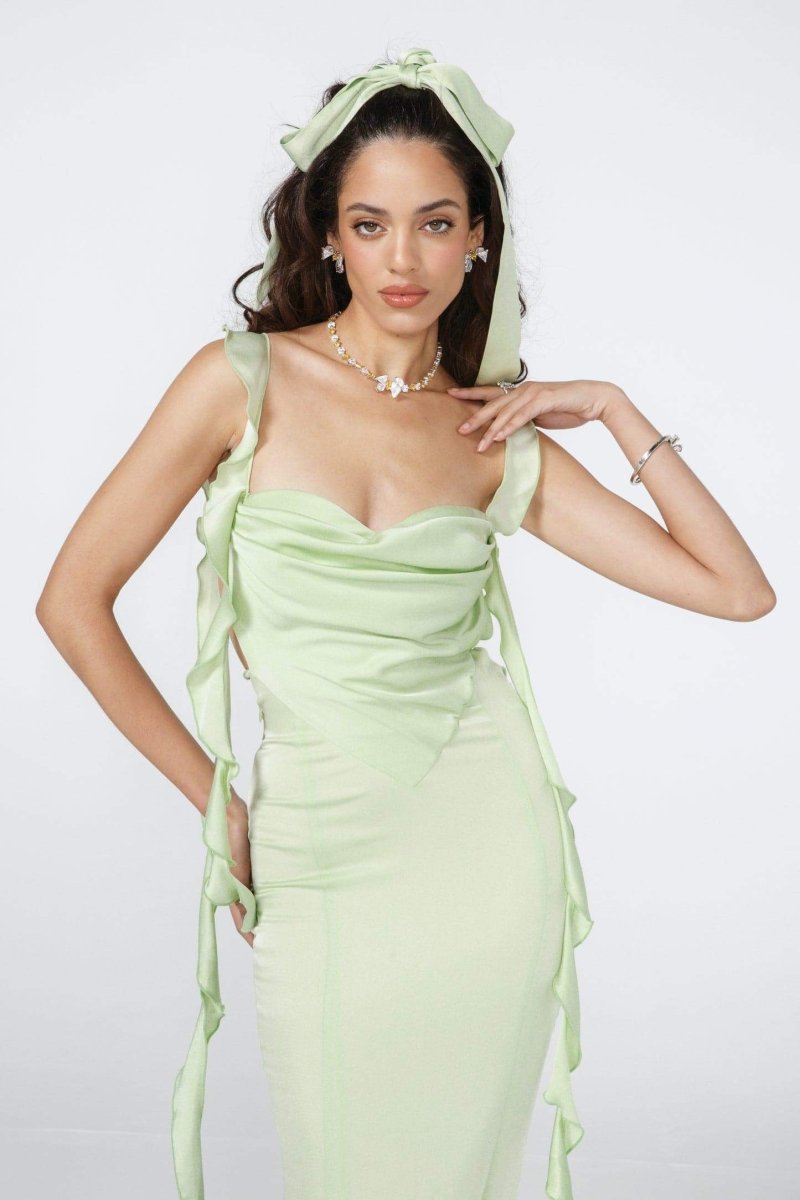 Rückenfreies Maxikleid Mit Rüschenband