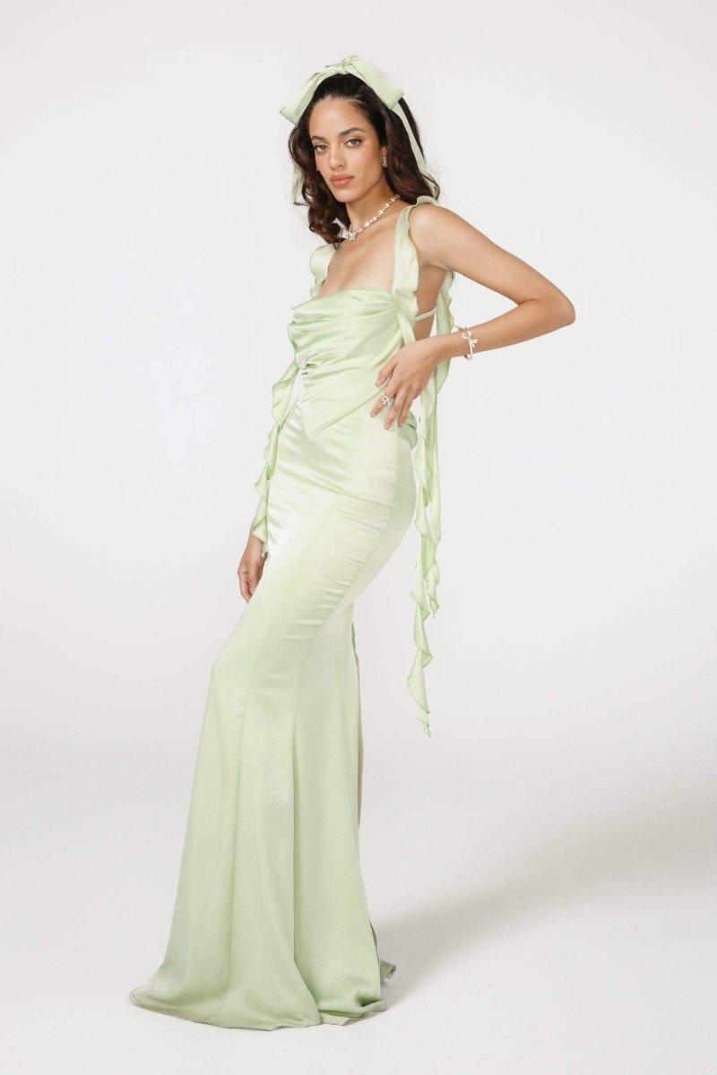 Rückenfreies Maxikleid Mit Rüschenband