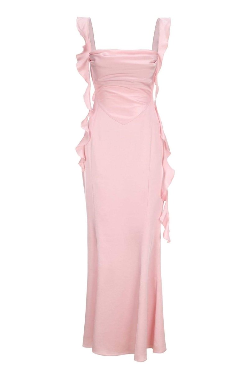 Rückenfreies Maxikleid Mit Rüschenband