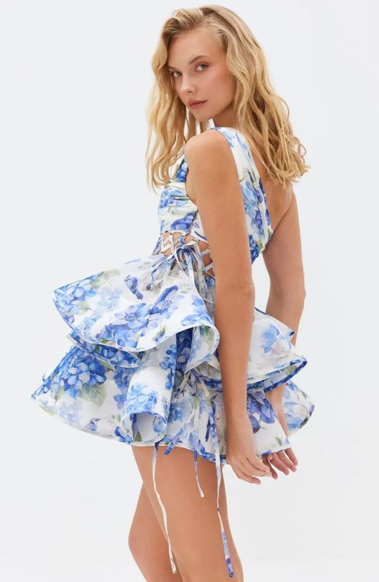 Minikleid Mit Blumenmuster Und Spitzendetails