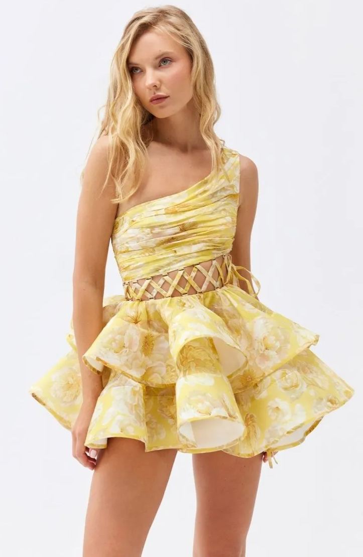 Minikleid Mit Blumenmuster Und Spitzendetails