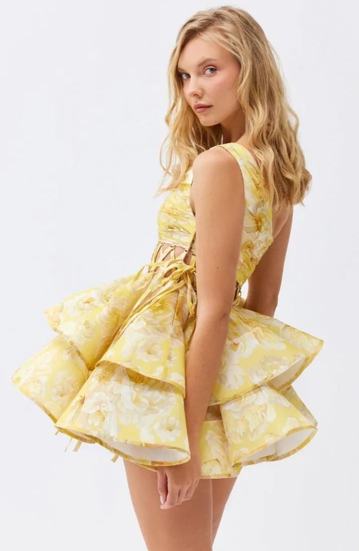 Minikleid Mit Blumenmuster Und Spitzendetails