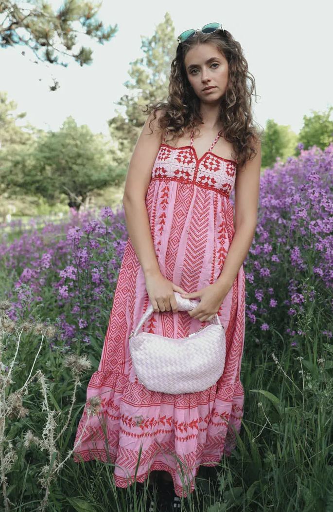 Midikleid Mit Abstraktem Blumenfoliendruck
