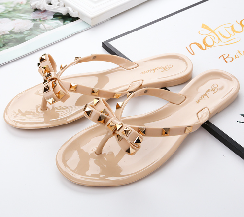 Slipper-Sandalen Aus Nylon Mit Knopfleiste Und Schleifendetail