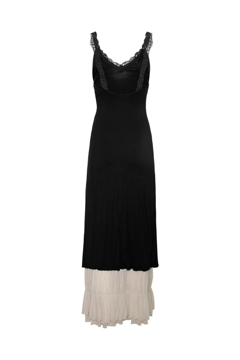 Maxikleid Mit V-Ausschnitt Und Spitzendetail