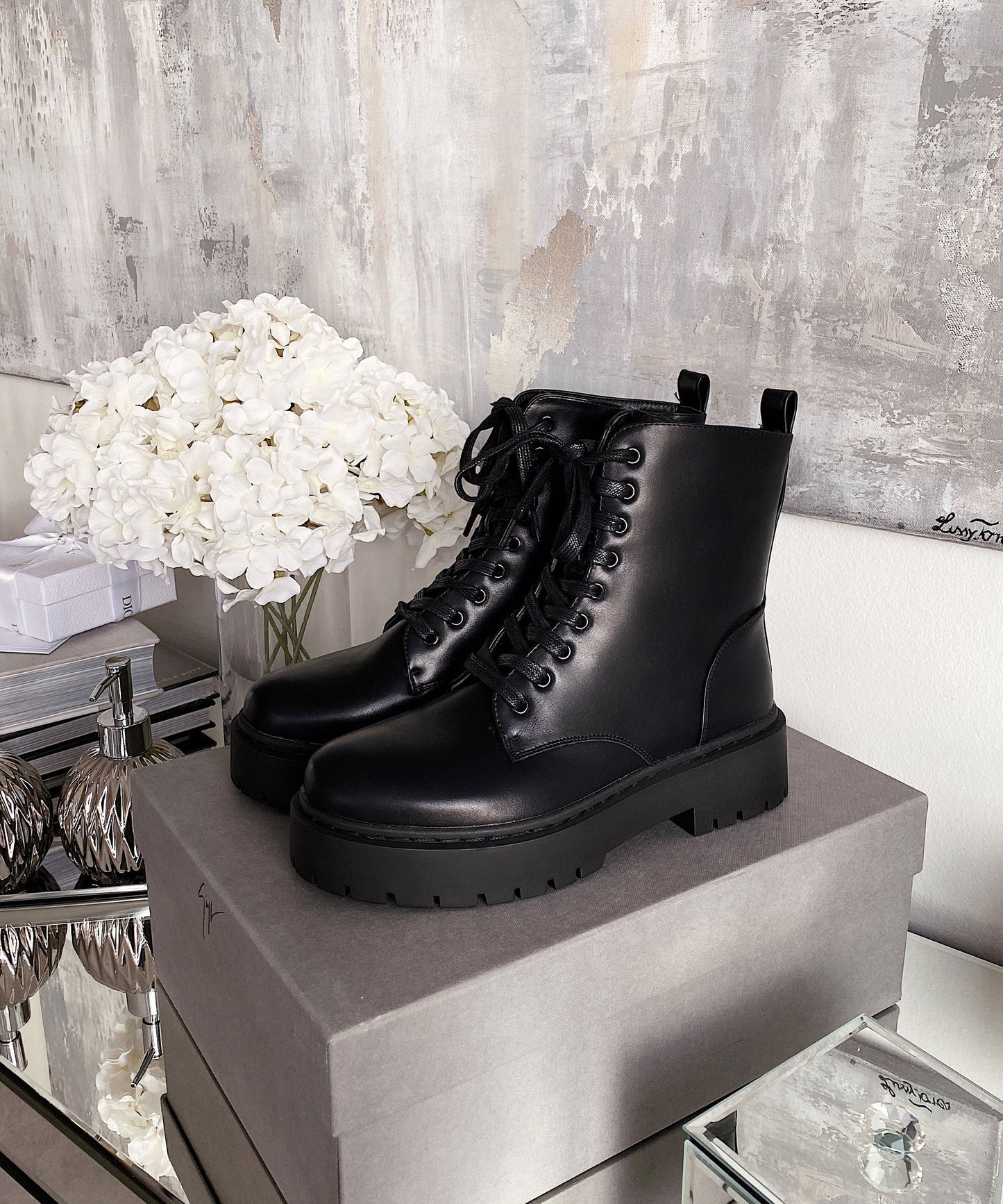 Schwarze Elegante Damen Kunstlederstiefel