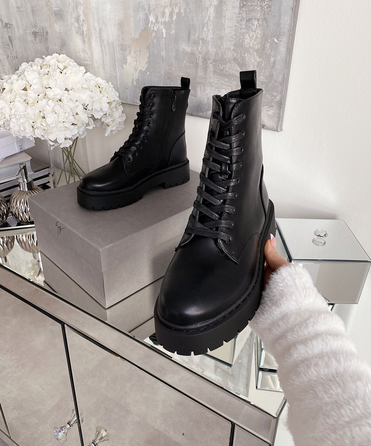 Schwarze Elegante Damen Kunstlederstiefel