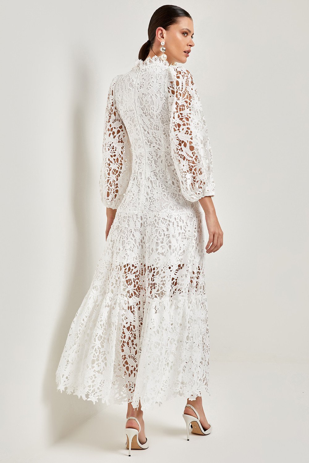 Maxikleid Mit Volant Und Bestickter Spitzenkante