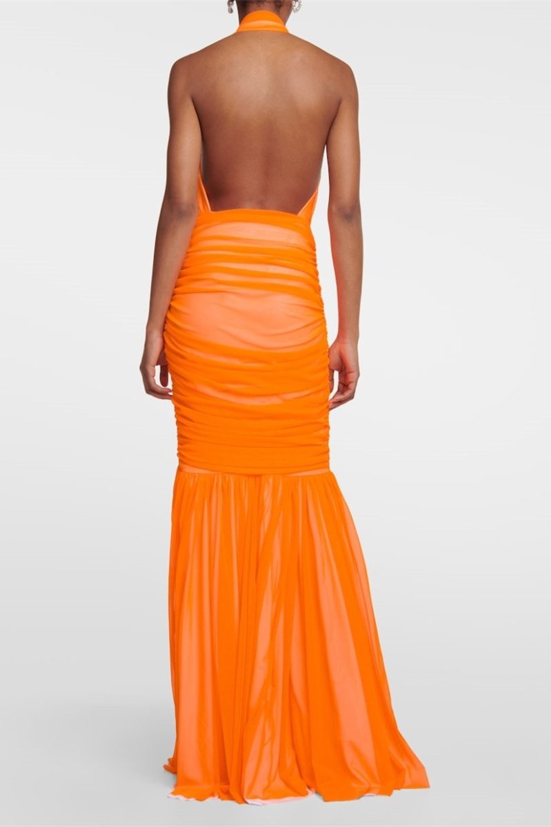 Maxikleid Mit Überkreuztem Neckholder
