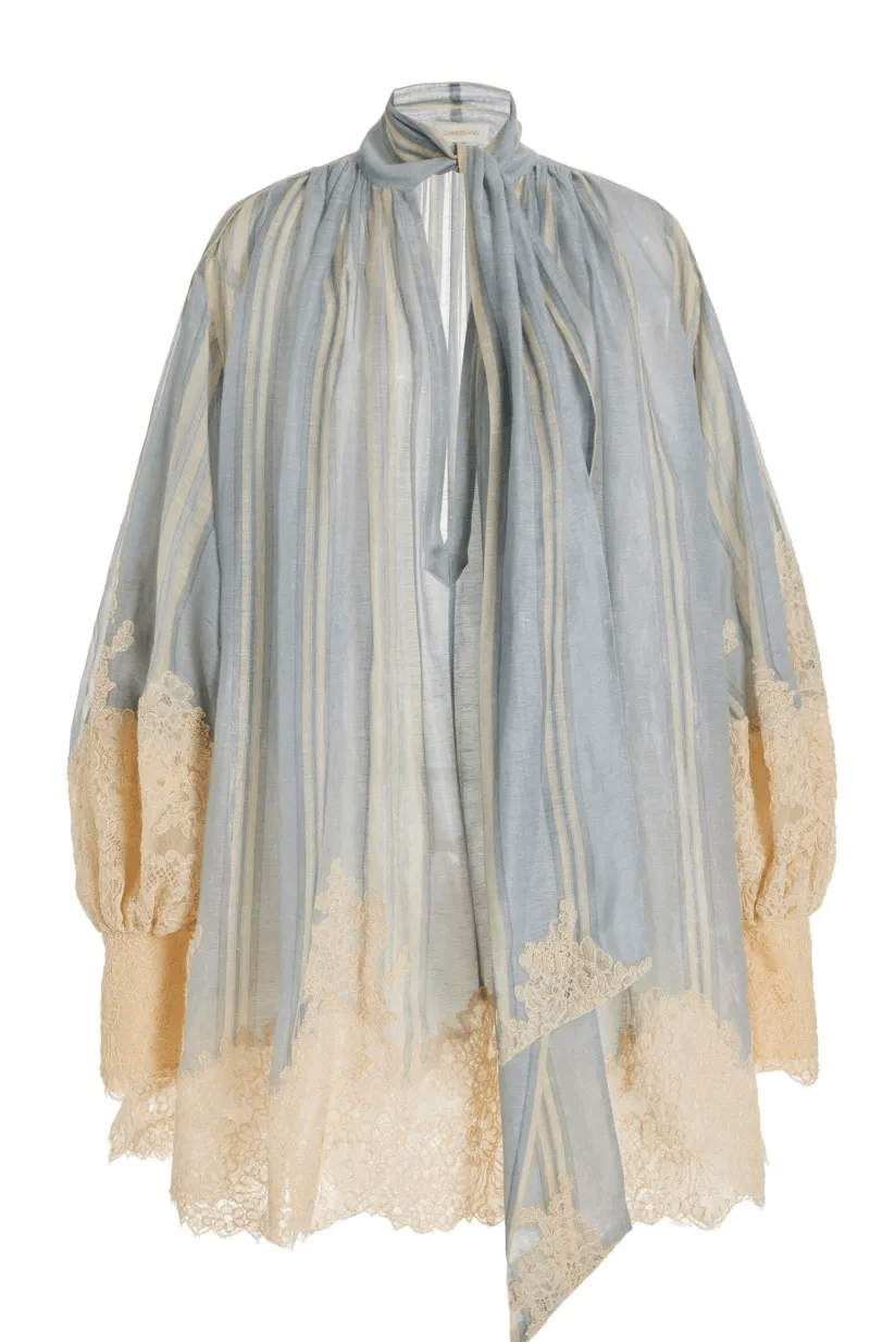 Minikleid Mit Laternenärmeln Und Spitzenbesatz