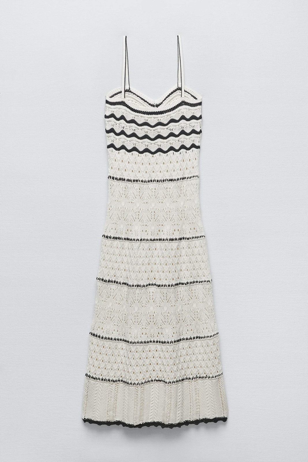 Maxi-Unterkleid Aus Häkelstoff Mit Kontrastmuster