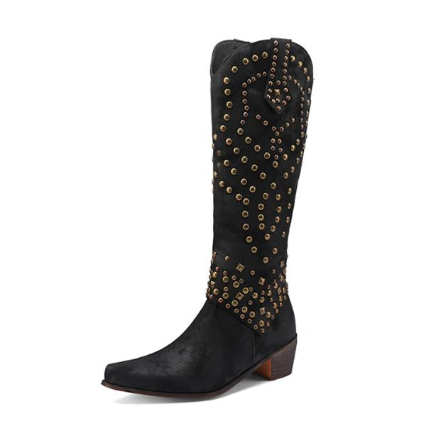 Stiefel Mit Dickem Absatz Und Metalldübeldetail