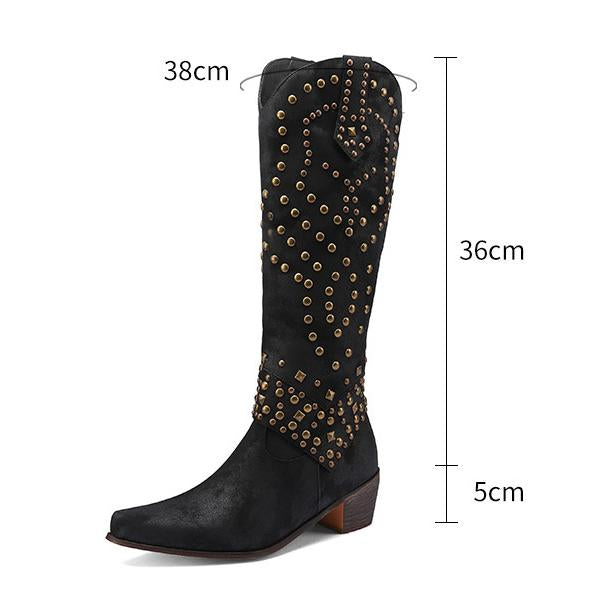 Stiefel Mit Dickem Absatz Und Metalldübeldetail