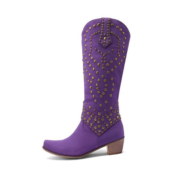 Stiefel Mit Dickem Absatz Und Metalldübeldetail