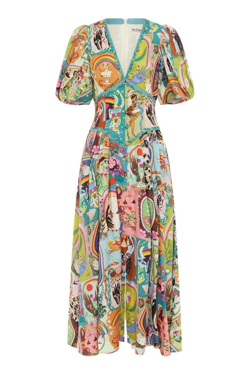 Midikleid Mit V-Ausschnitt Und Korsettdetail