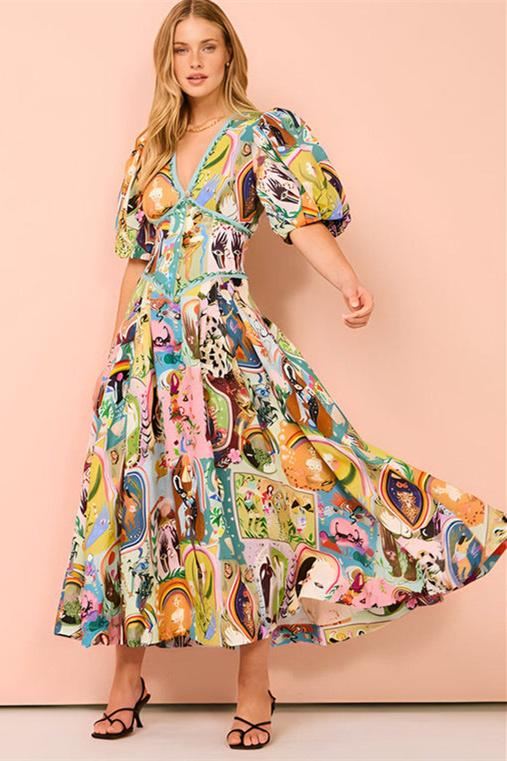 Midikleid Mit V-Ausschnitt Und Korsettdetail