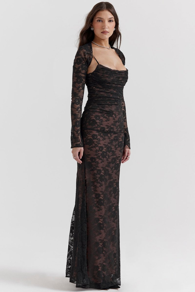 Elegantes, Figurbetontes Spitzenkorsettkleid Mit Gebundener Taille