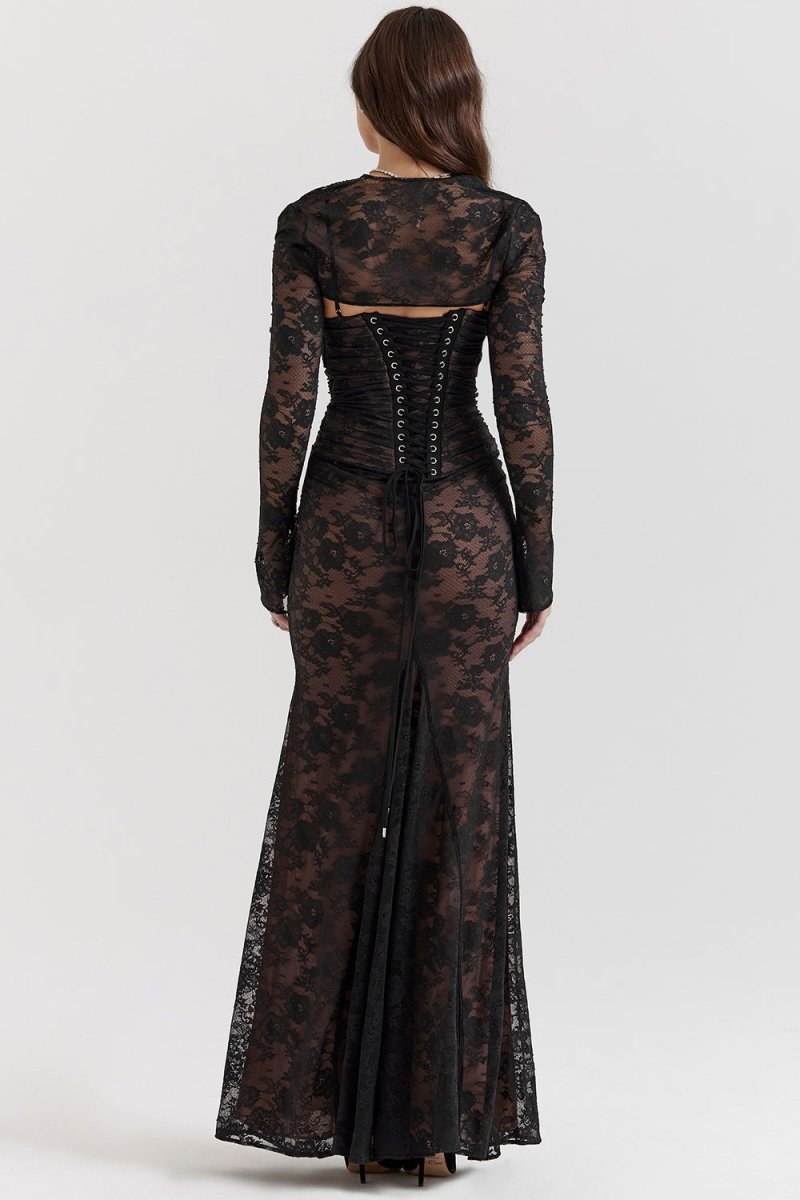 Elegantes, Figurbetontes Spitzenkorsettkleid Mit Gebundener Taille
