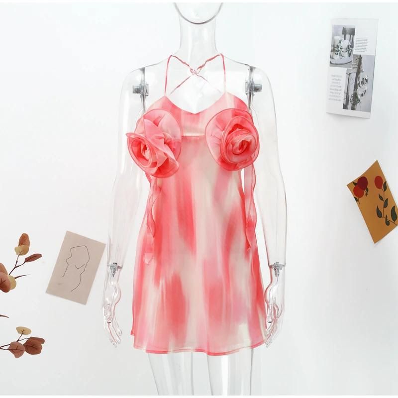Minikleid Mit Rosenmuster Und Trägern