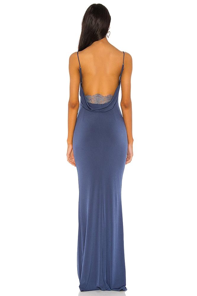 Rückenfreies Maxikleid Mit Spitzendetail Und Jackenkragen