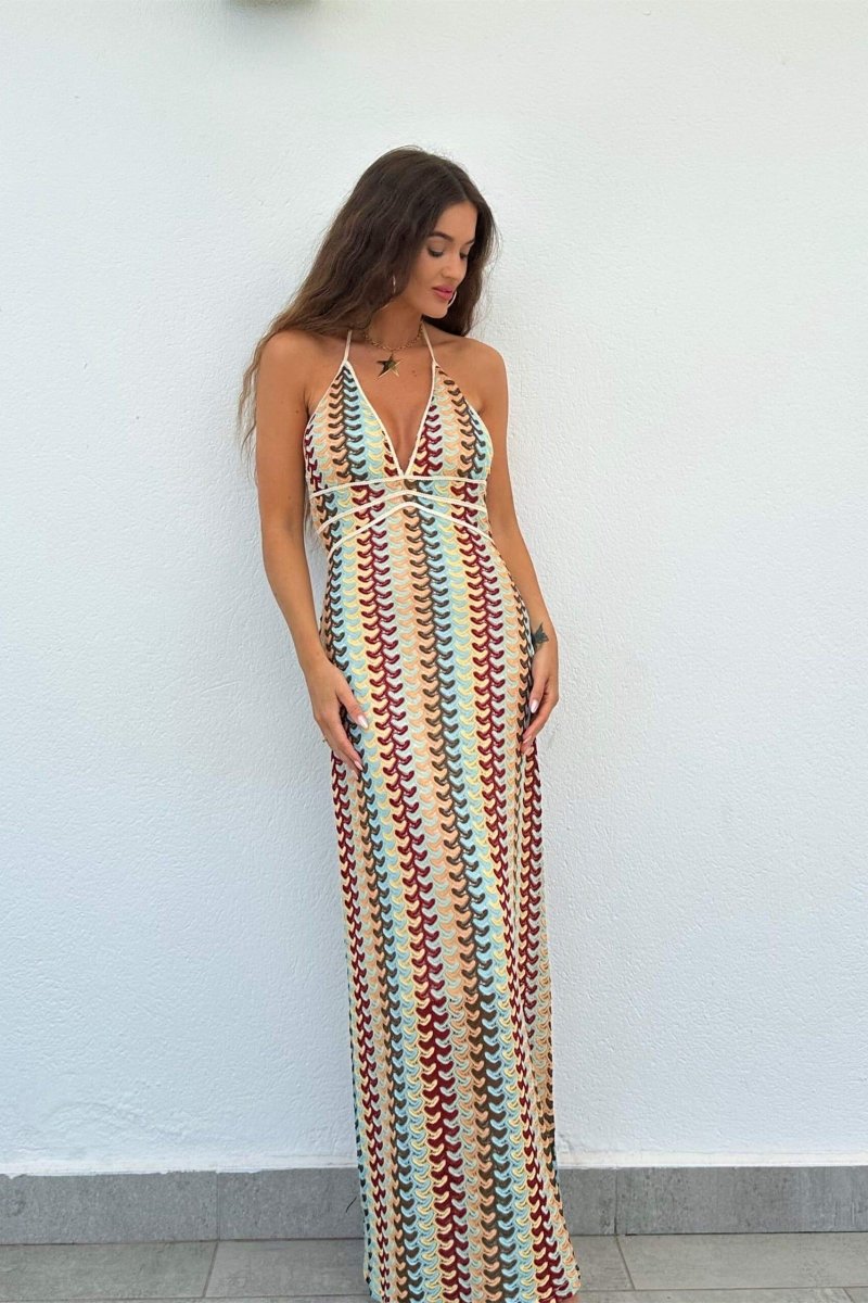 Neckholder-Maxikleid Aus Spitze